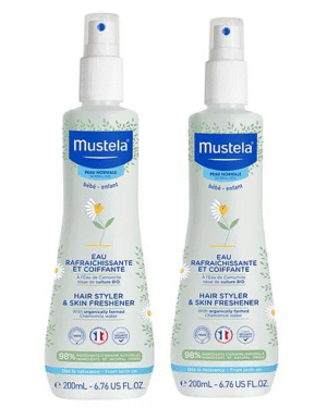 Mustela Hair Styler & Skin Freshener for Babies, Paraben-Free, 2 x 200ml Twin pack (France)
