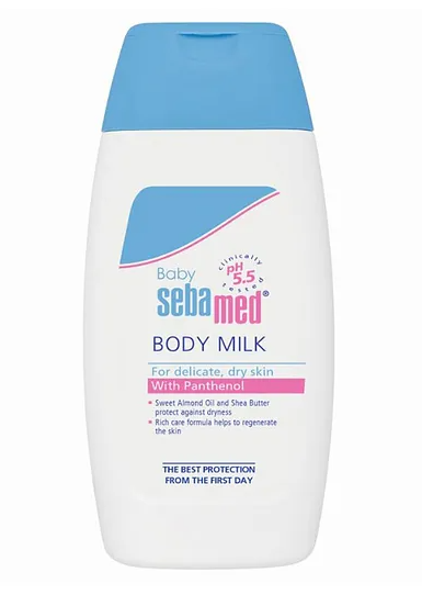 Sebamed Baby Body Milk, Moisturizing 0+ Months, with Almond Oil & Shea Butter, 22% Lipids, Nitrosamine-Free - 200ML