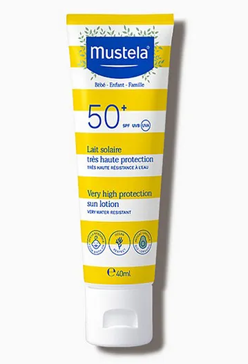 Mustela Very High Protection Sun Lotion for Sensitive Skin SPF 50+, Avocado Perseose Enriched, 40mL