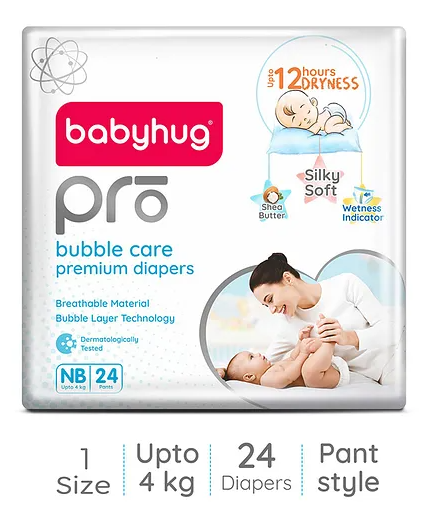Babyhug Pro Bubble Care Premium Pant Style Diapers, Size 01 - Size 06